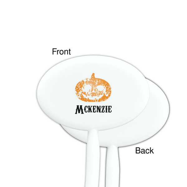 Vintage / Grunge Halloween White Plastic 7" Stir Stick - Single Sided - Oval - Front & Back