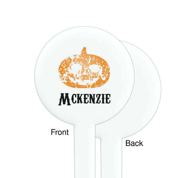 Vintage / Grunge Halloween White Plastic 7" Stir Stick - Single Sided - Round - Front & Back