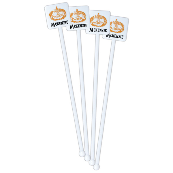 Vintage / Grunge Halloween White Plastic Stir Stick - Double Sided - Square - Front