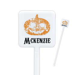 Vintage / Grunge Halloween Square Plastic Stir Sticks - Double Sided (Personalized)