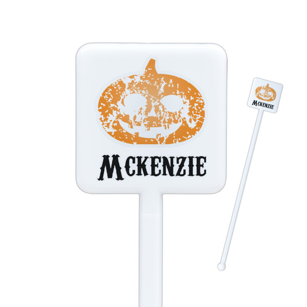 Custom Vintage / Grunge Halloween Square Plastic Stir Sticks (Personalized)