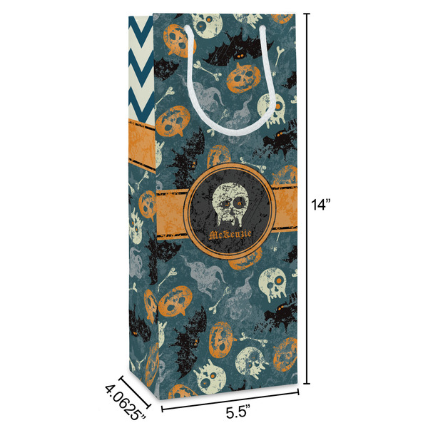 Vintage / Grunge Halloween Wine Gift Bag - Dimensions