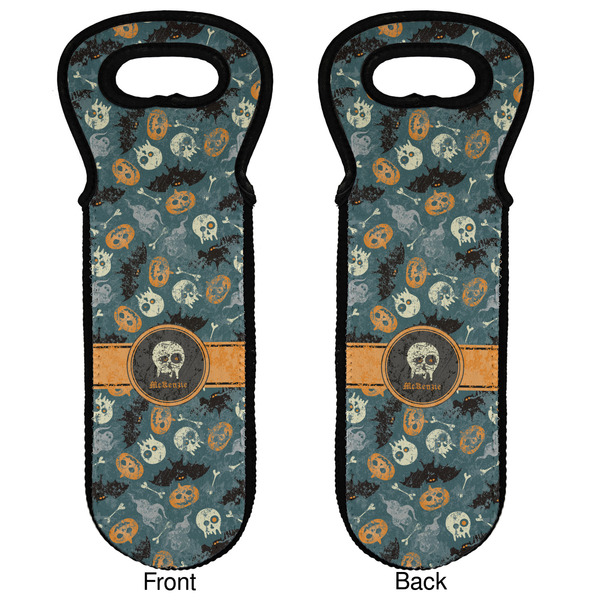 Vintage / Grunge Halloween Wine Tote Front & Back