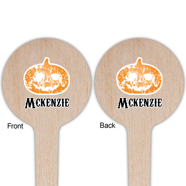 Vintage / Grunge Halloween Wooden 4" Food Pick - Round - Double Sided - Front & Back