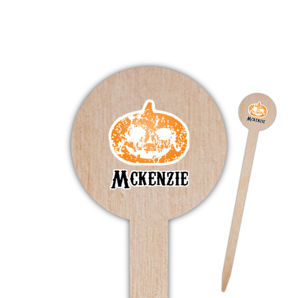 Custom Vintage / Grunge Halloween Round Wooden Food Picks (Personalized)