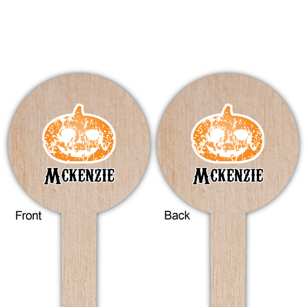 Vintage / Grunge Halloween Wooden 6" Food Pick - Round - Double Sided - Front & Back