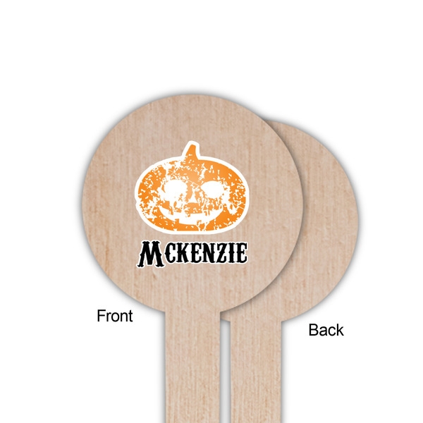 Vintage / Grunge Halloween Wooden 6" Food Pick - Round - Single Sided - Front & Back