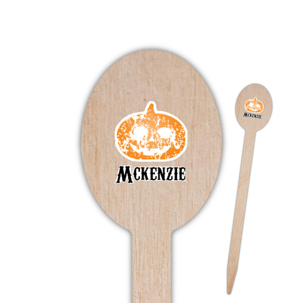 Custom Vintage / Grunge Halloween Oval Wooden Food Picks - Double Sided (Personalized)