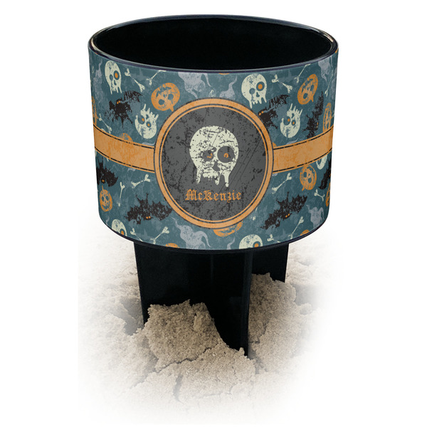 Custom Vintage / Grunge Halloween Black Beach Spiker Drink Holder (Personalized)