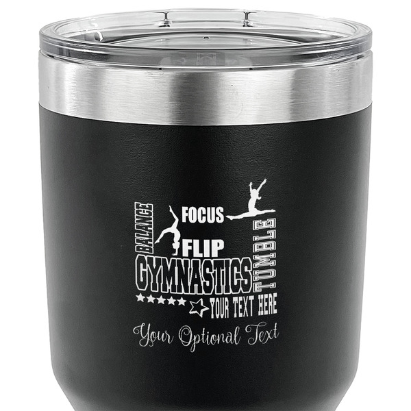 Gymnastics with Name/Text 30 oz Stainless Steel Ringneck Tumbler - Black - CLOSE UP