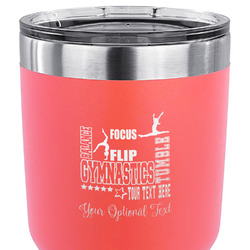 Gymnastics with Name/Text 30 oz Stainless Steel Tumbler - Coral - Double Sided
