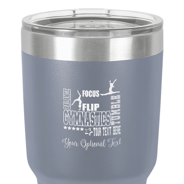 Gymnastics with Name/Text 30 oz Stainless Steel Ringneck Tumbler - Grey - Close Up