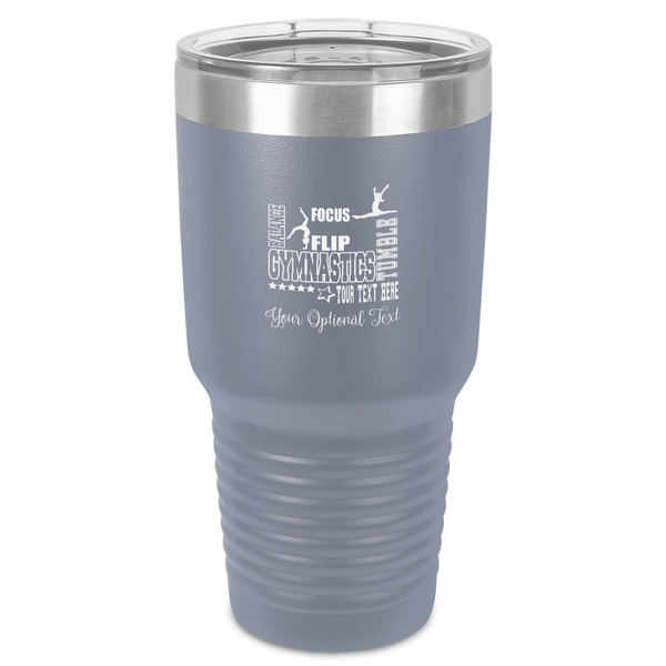 Custom Gymnastics with Name/Text 30 oz Stainless Steel Tumbler - Grey - Single-Sided