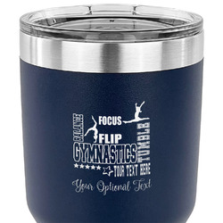 Gymnastics with Name/Text 30 oz Stainless Steel Tumbler - Navy - Double Sided