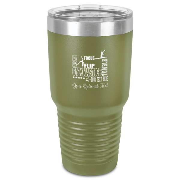 Custom Gymnastics with Name/Text 30 oz Stainless Steel Tumbler - Olive - Single-Sided
