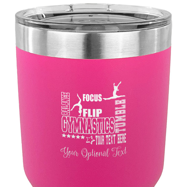 Gymnastics with Name/Text 30 oz Stainless Steel Ringneck Tumbler - Pink - CLOSE UP