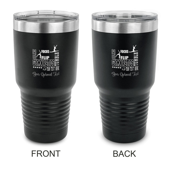 Custom Gymnastics with Name/Text 30 oz Stainless Steel Tumbler - Black - Double Sided
