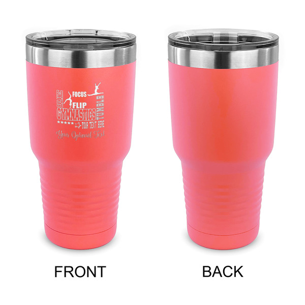 Gymnastics with Name/Text 30 oz Stainless Steel Ringneck Tumblers - Coral - Single Sided - APPROVAL