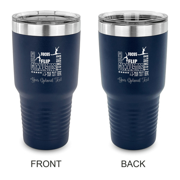 Custom Gymnastics with Name/Text 30 oz Stainless Steel Tumbler - Navy - Double Sided