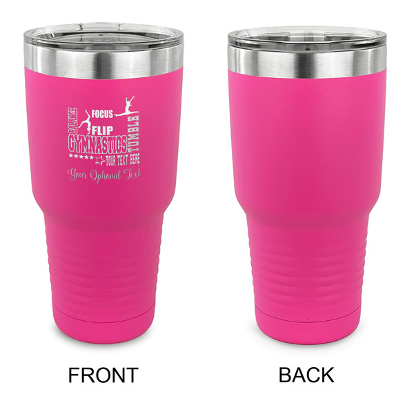 Gymnastics with Name/Text 30 oz Stainless Steel Ringneck Tumblers - Pink - Single Sided - APPROVAL