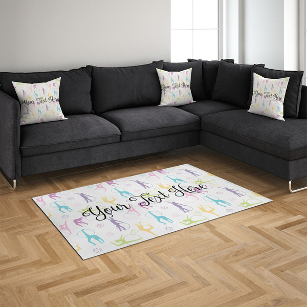 Gymnastics with Name/Text 4'x6' Indoor Area Rugs - IN CONTEXT