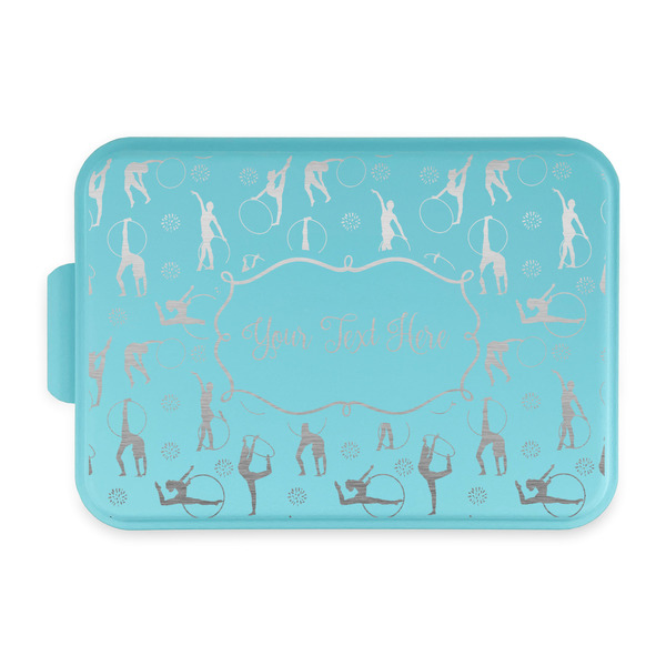 Custom Gymnastics with Name/Text Aluminum Baking Pan with Teal Lid