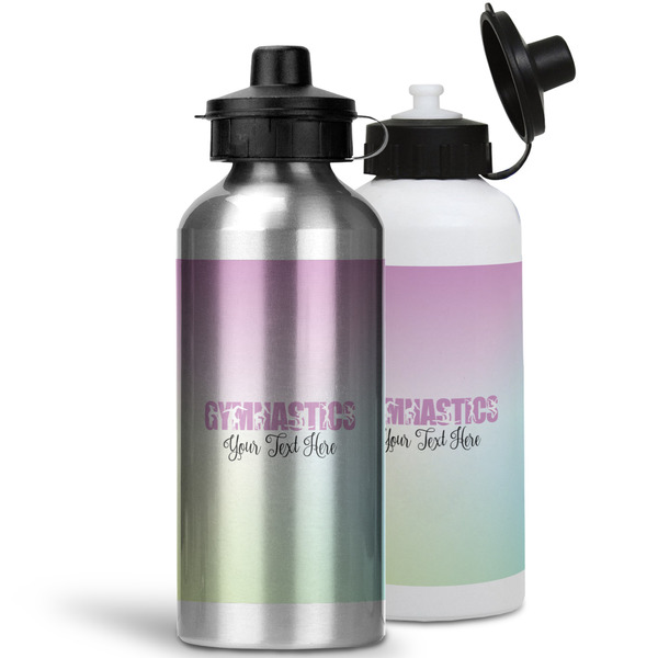 Gymnastics with Name/Text Aluminum Water Bottles - MAIN (white &silver)