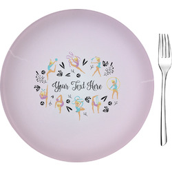 Gymnastics with Name/Text 8" Glass Appetizer / Dessert Plates - Single or Set (Personalized)