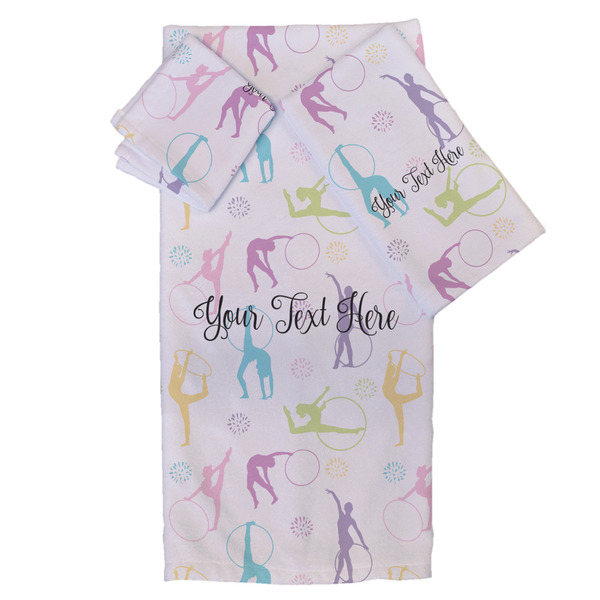 Custom Gymnastics with Name/Text Bath Towel Set - 3 Pcs