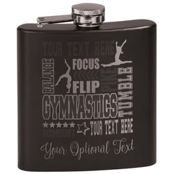 Gymnastics with Name/Text Black Flask Set