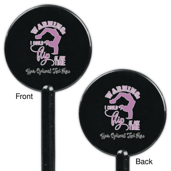 Gymnastics with Name/Text Black Plastic 5.5" Stir Stick - Double Sided - Round - Front & Back