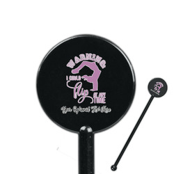 Gymnastics with Name/Text 5.5" Round Plastic Stir Sticks - Black - Double Sided