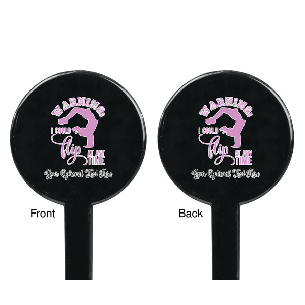 Gymnastics with Name/Text Black Plastic 7" Stir Stick - Double Sided - Round - Front & Back