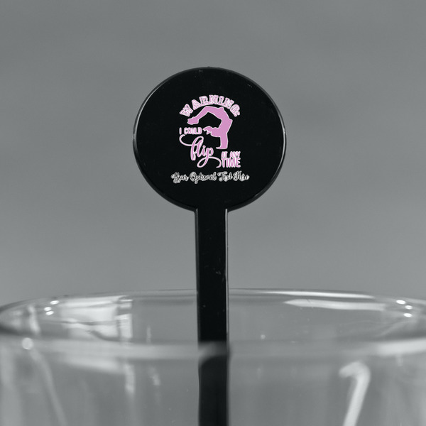 Gymnastics with Name/Text Black Plastic 7" Stir Stick - Round - Main