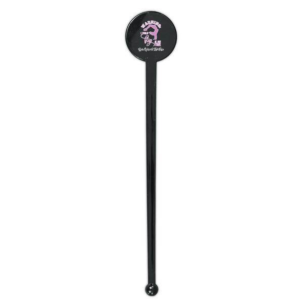 Gymnastics with Name/Text Black Plastic 7" Stir Stick - Round - Single Stick