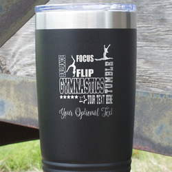 Gymnastics with Name/Text 20 oz Stainless Steel Tumbler - Black - Double Sided