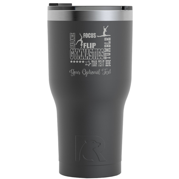 Custom Gymnastics with Name/Text RTIC Tumbler - Black - Engraved Front (Personalized)