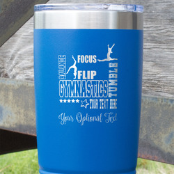 Gymnastics with Name/Text 20 oz Stainless Steel Tumbler - Royal Blue - Double Sided