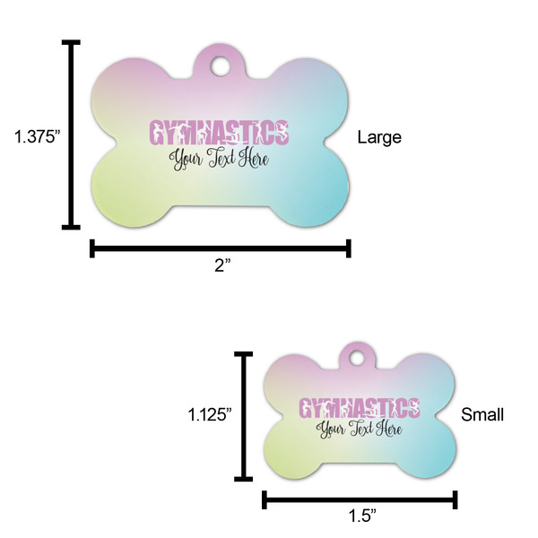 Gymnastics with Name/Text Bone Shaped Dog ID Tag - Large - Scale