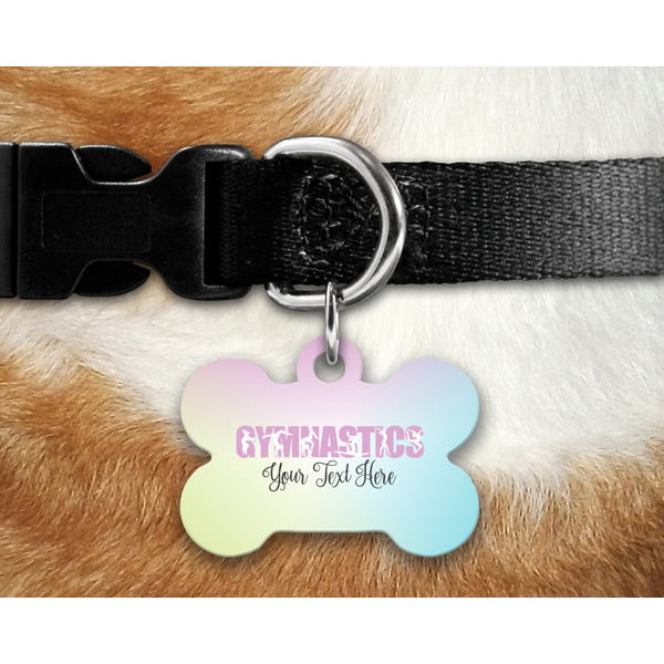 Gymnastics with Name/Text Bone Shaped Dog Tag on Collar & Dog