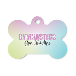 Gymnastics with Name/Text Bone Shaped Dog ID Tag - Small