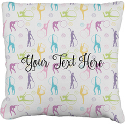 Gymnastics with Name/Text Faux-Linen Throw Pillow (Personalized)