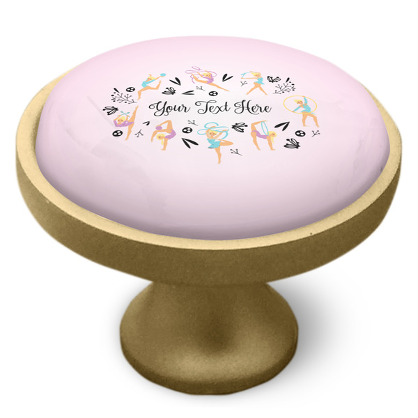 Gymnastics with Name/Text Cabinet Knob - Gold - Side