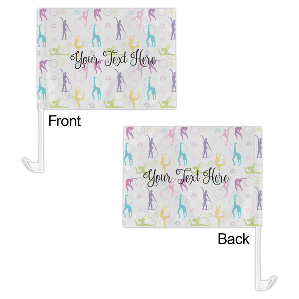 Gymnastics with Name/Text Car Flag - 11" x 8" - Front & Back View