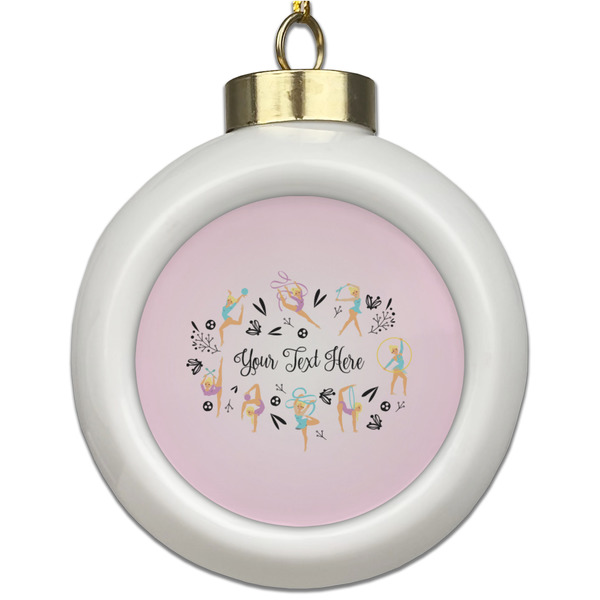 Custom Gymnastics with Name/Text Ceramic Ball Ornament