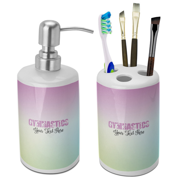 Custom Gymnastics with Name/Text Ceramic Bathroom Accessories Set