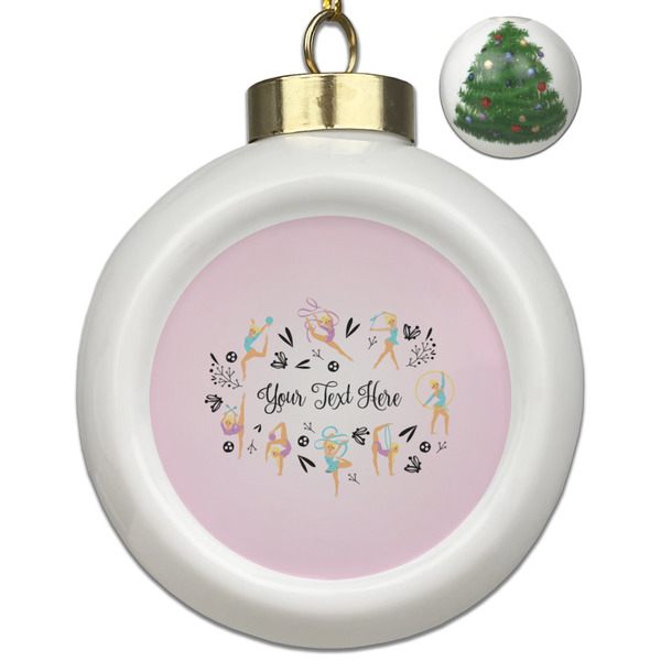 Custom Gymnastics with Name/Text Ceramic Ball Ornament - Christmas Tree