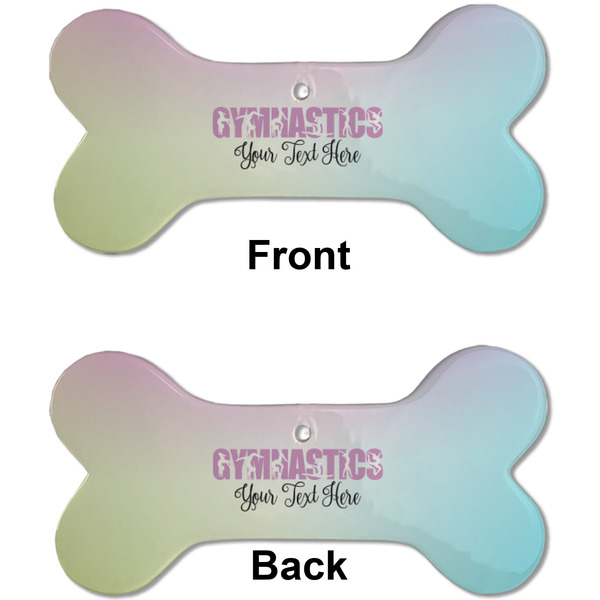 Gymnastics with Name/Text Ceramic Flat Ornament - Bone Front & Back (APPROVAL)