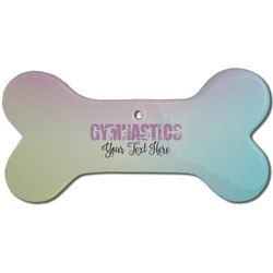 Gymnastics with Name/Text Ceramic Dog Ornament - Front