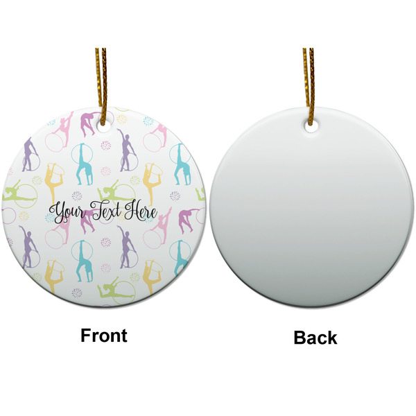 Gymnastics with Name/Text Ceramic Flat Ornament - Circle Front & Back (APPROVAL)